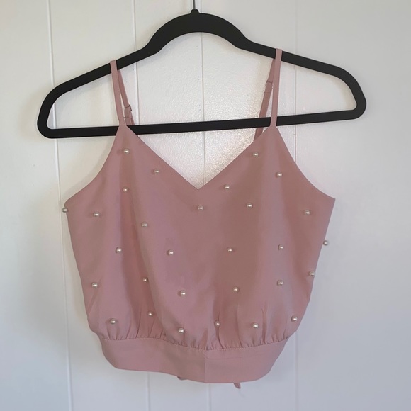 Tops - Rose-Gold crop top pearls